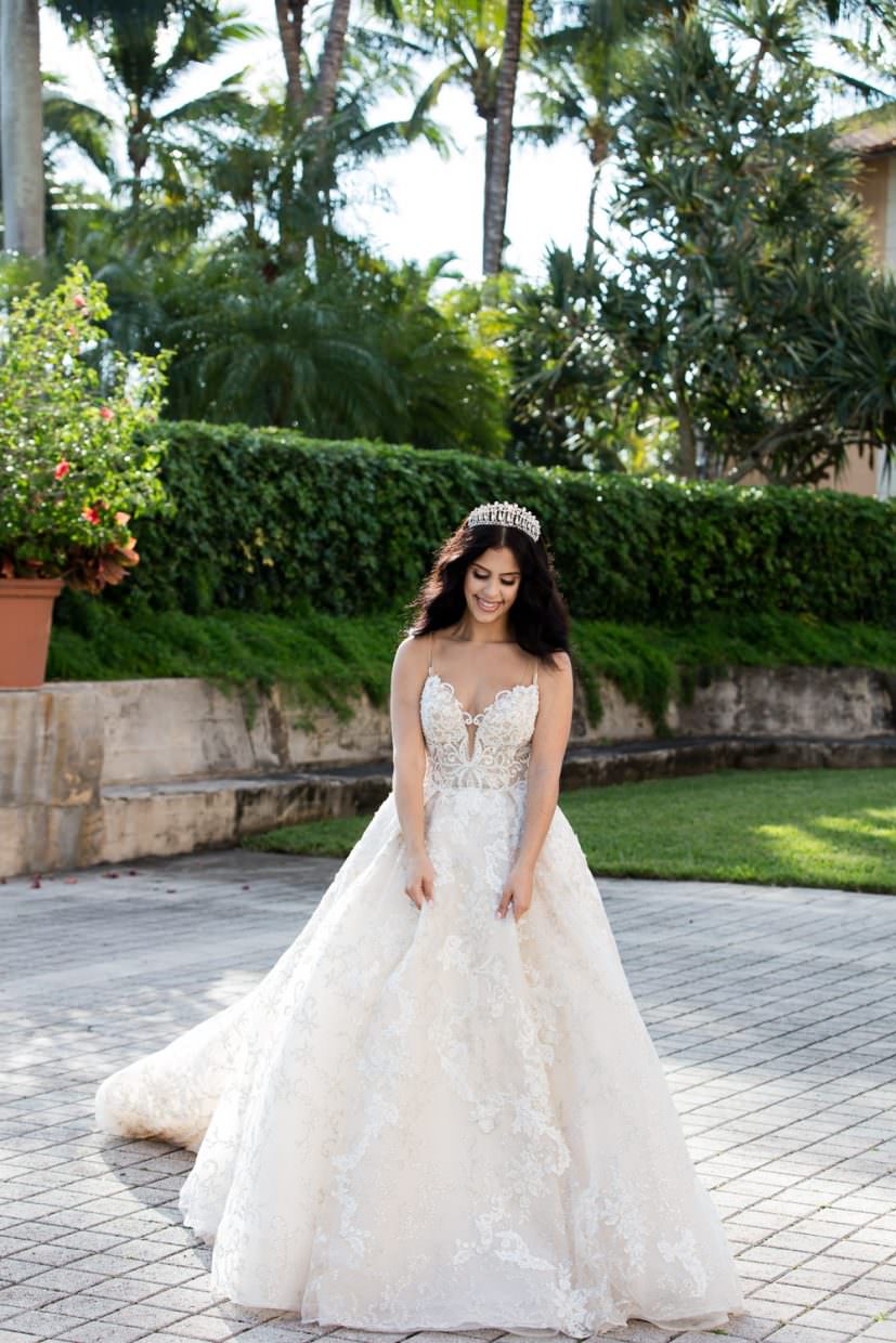 A bridal portrait at the Biltmore hotel during a wedding in the winter.
